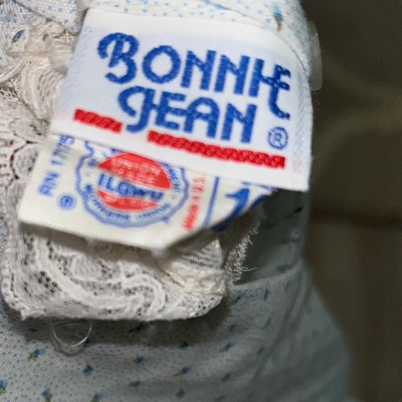 Vintage 1970s/1980s Bonnie Jean Floral ditsy polka dot lace appliqué dress - Picture 2 of 3